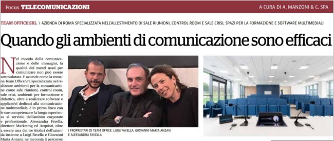 La Repubblica Roma racconta Team Office. Nell'immagine la copia dell'articolo